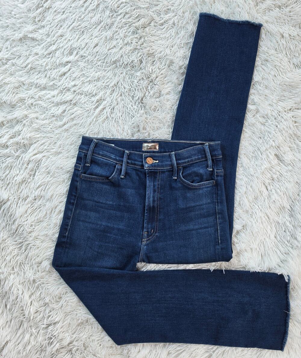 MOTHER Hustler High Rise Ankle Flare Jeans Frayed Hem 28 / 6